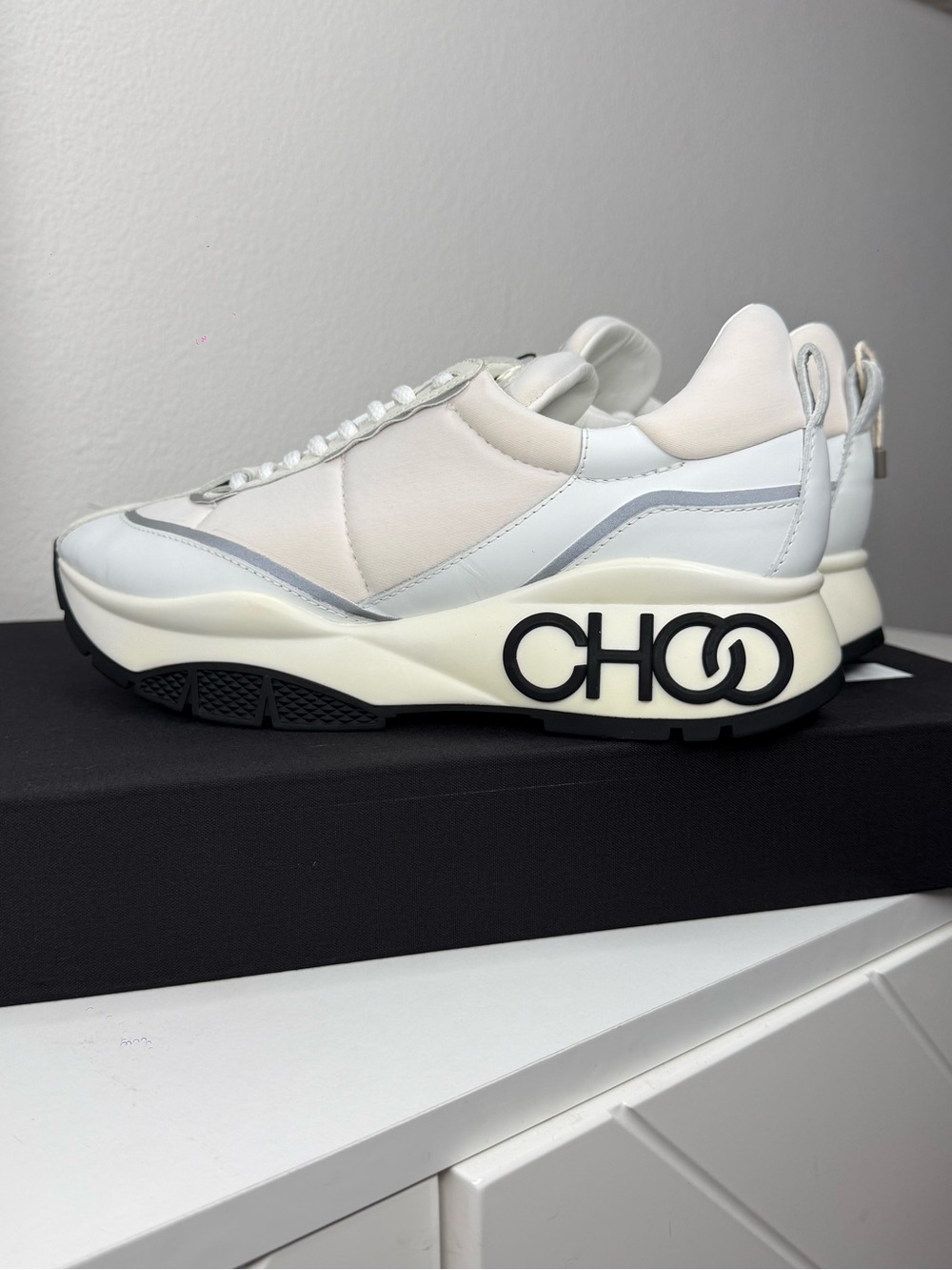 NWT Jimmy Choo Raine White Leather Chunky Sneakers 39